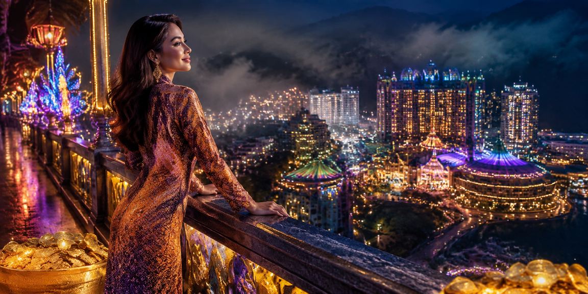 Pemandangan kasino Genting Highlands dengan tema batik Malaysia